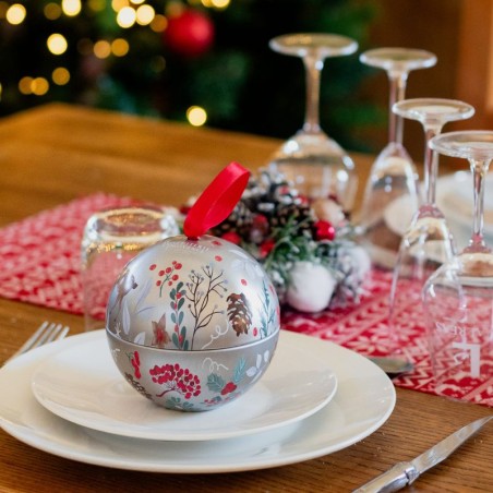 Metal Christmas Balls filled with Organic Cinnamon Cookies - silver