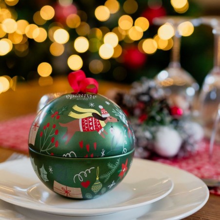 Metal Christmas Balls filled with Organic Cinnamon Cookies - green